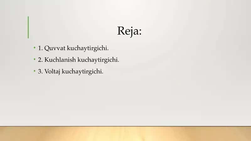 Quvvat kuchaytirgichlari. 2