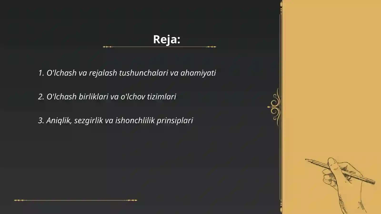 O'lchash va rejalash asoslari 2