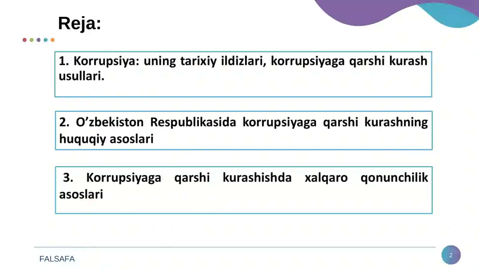 KORRUPSIYAGA QARSHI KURASHISH – JAMIYAT TARAQQIYOTINING ASOSI 2