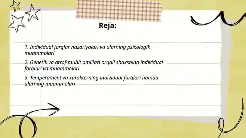 Psixologiyada shaxsning individual farqlari va muommosi 2