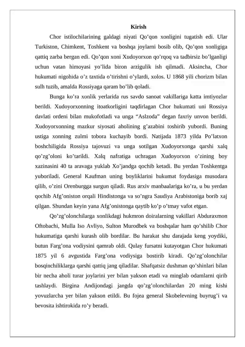 Toshkent bekligi Qo’qon xonligi bosib olingunga qadar 2