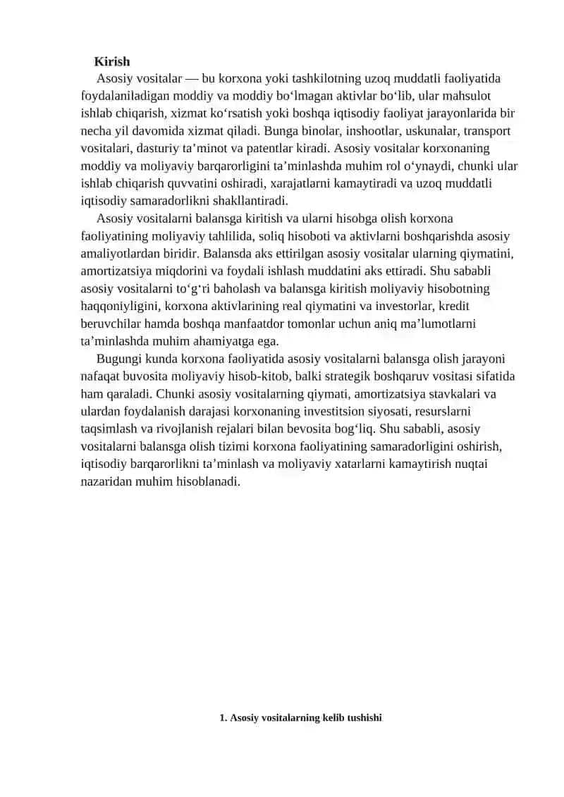 Asosiy vositalarni balansga olish 2