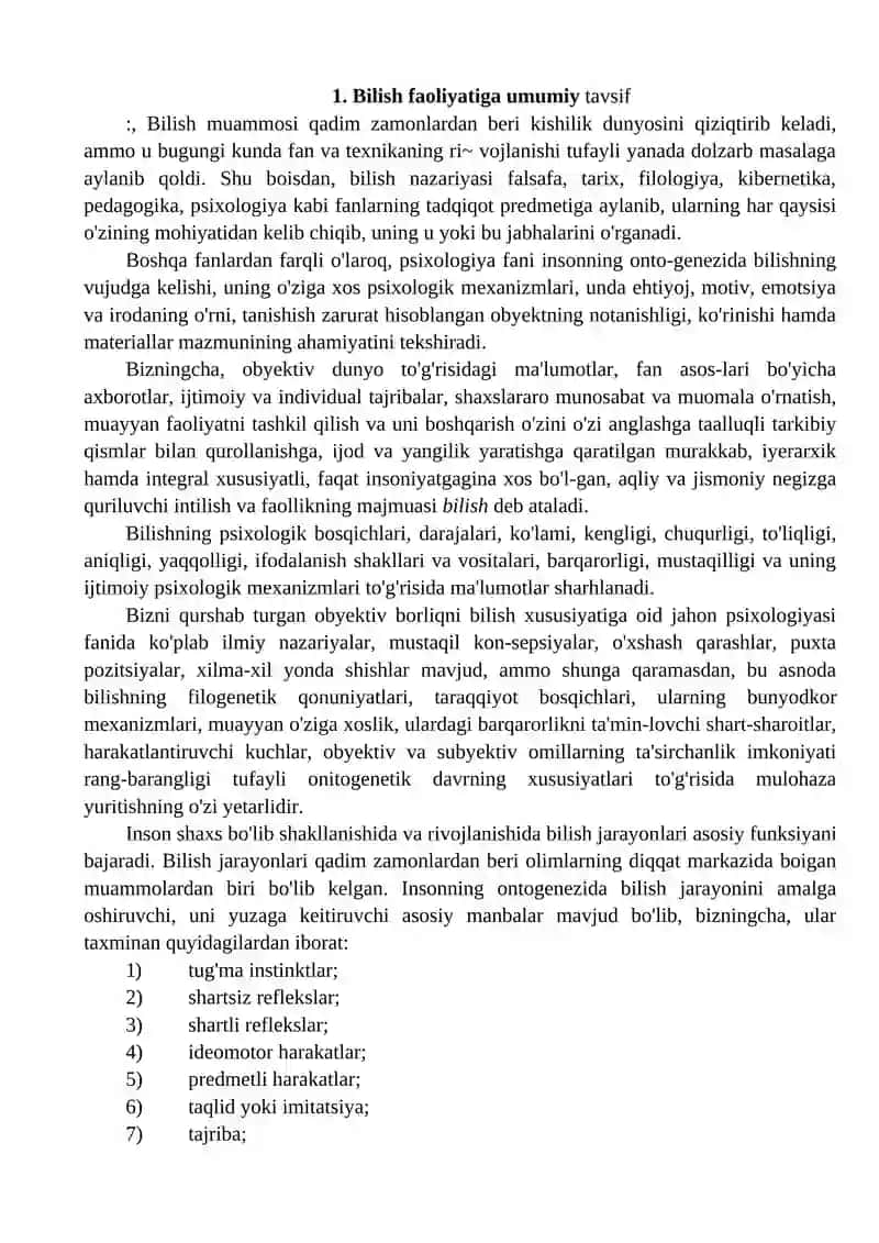 SHAXSNING BILISH JARAYONLARI 2