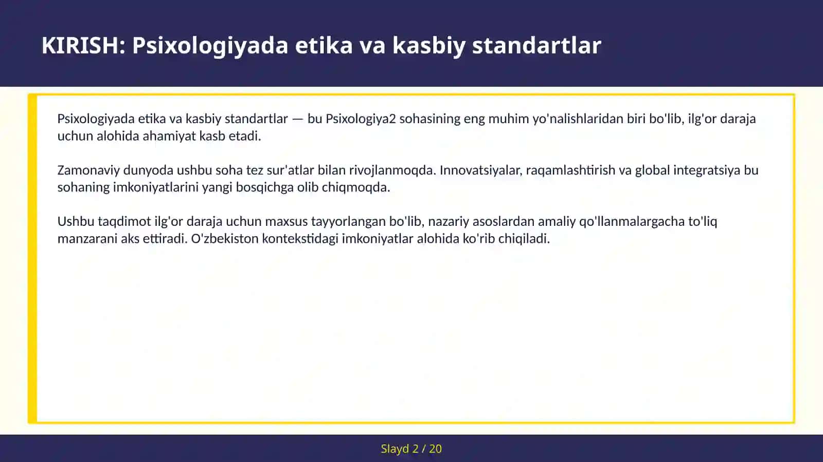Psixologiyada etika va kasbiy standartlar 2