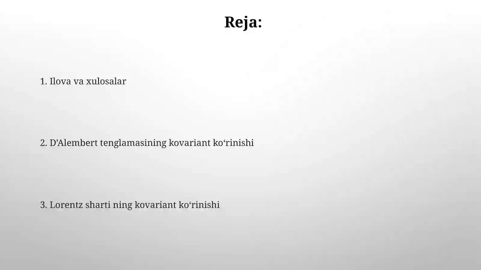 D’Alembert tenglamasining kovariant koʻrinishi 2