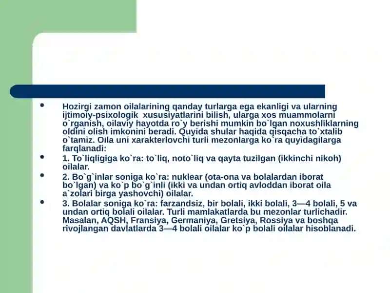 Hozirgi zamon oilalarning turlari va vazifalari 2