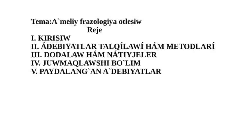 A`meliy frazologiya otlesiw 2