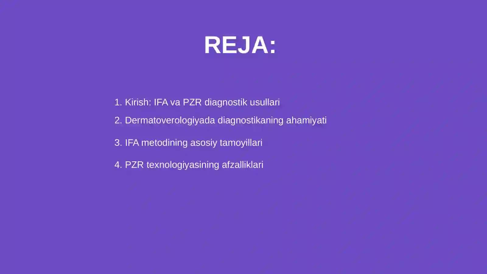 IFA va PZR diagnostik usullarning dermatoverologiyada qoblanishi 2