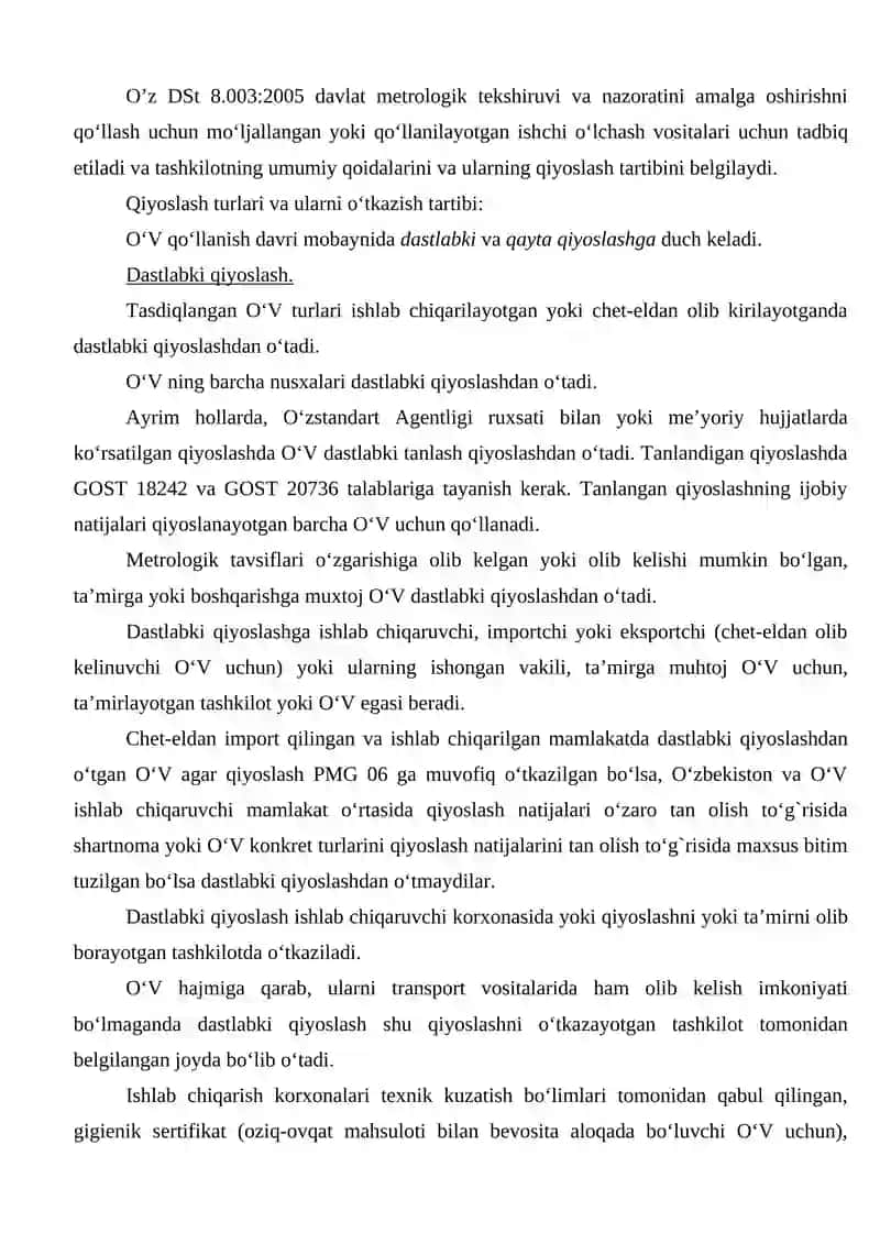 O‘LCHASH VOSITALARINI SINASH TURLARI 2