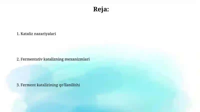 Kataliz nazariyalari.Fermentativkataliz 2