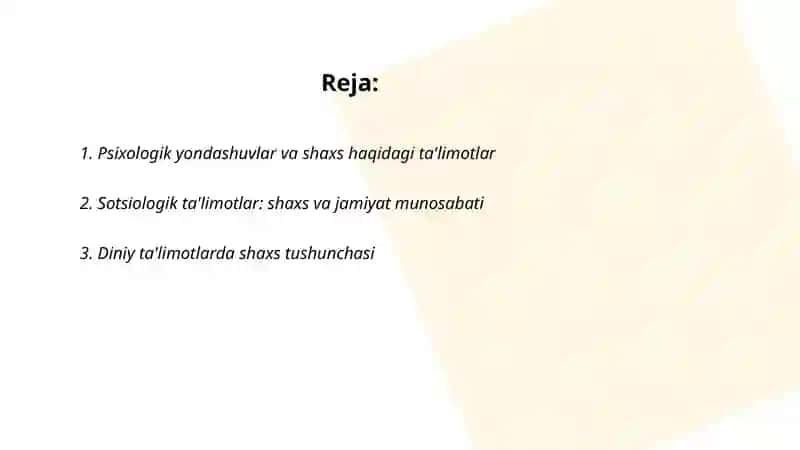 Shaxs haqidagi ta'limotlar 2