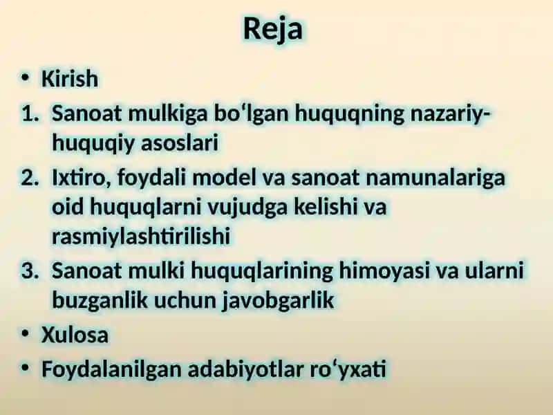 Sanoat mulki huquq 2