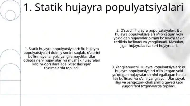 Hujayra Populyatsiyalarining Turlari 2