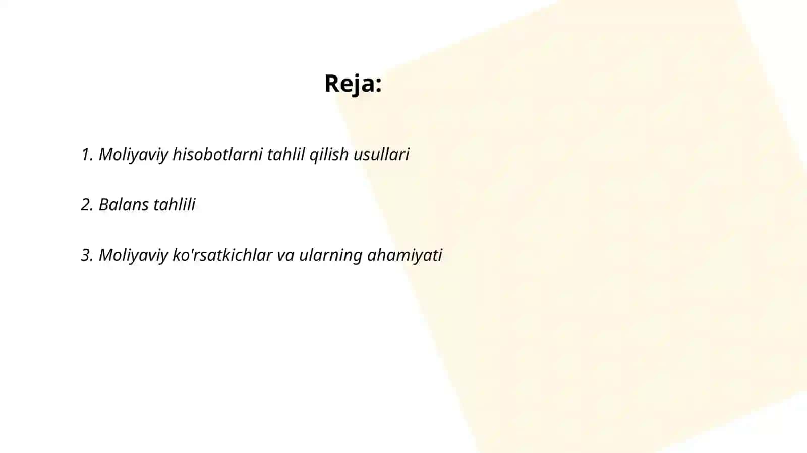 Moliyaviy ma'lumotlarni kuzatish va tahlil qilish 2