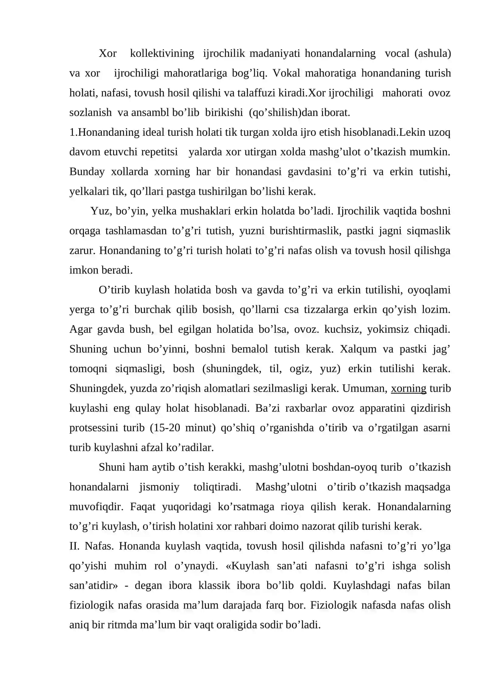 Vokal xor malakalari va ularni musiqa darsida qo'llanilishi 2