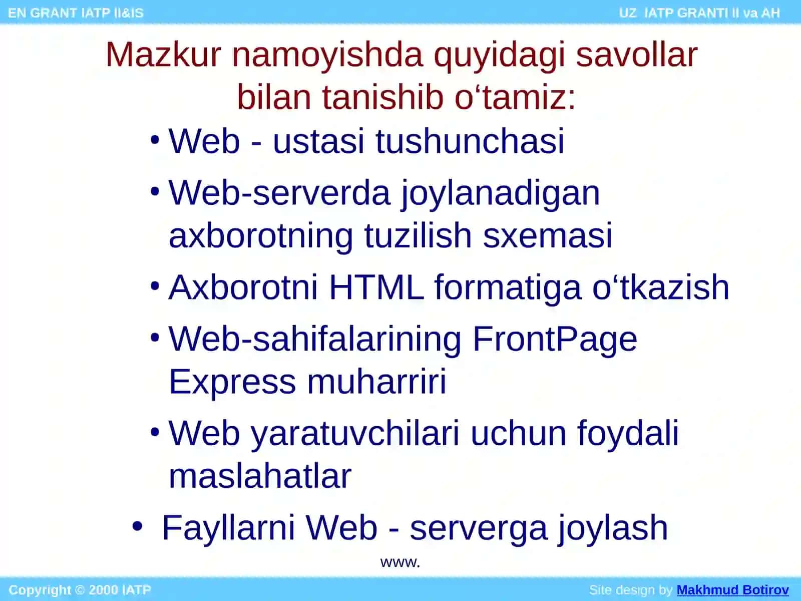 WEB - SAHIFALAR YARATISH 2