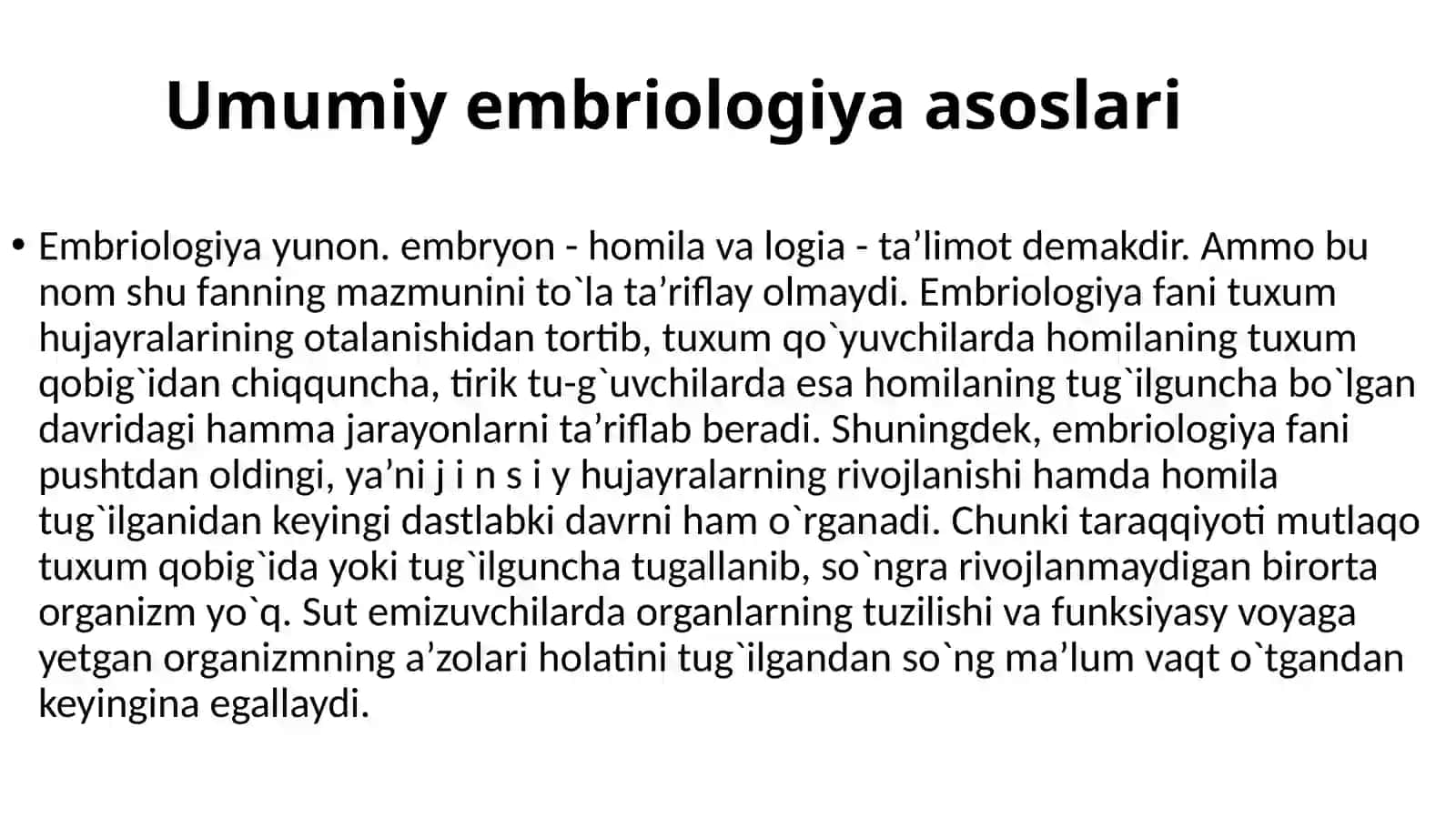 Umumiy embriologiya asoslari 2
