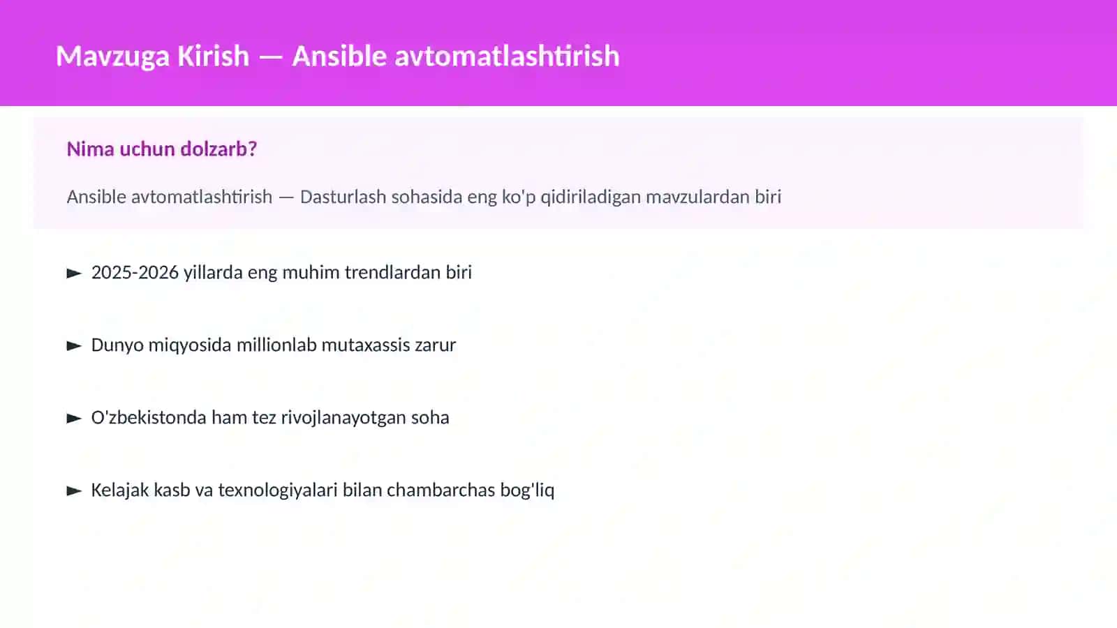 Ansible avtomatlashtirish 2