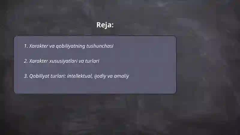Xarakter va qobiliyat 2