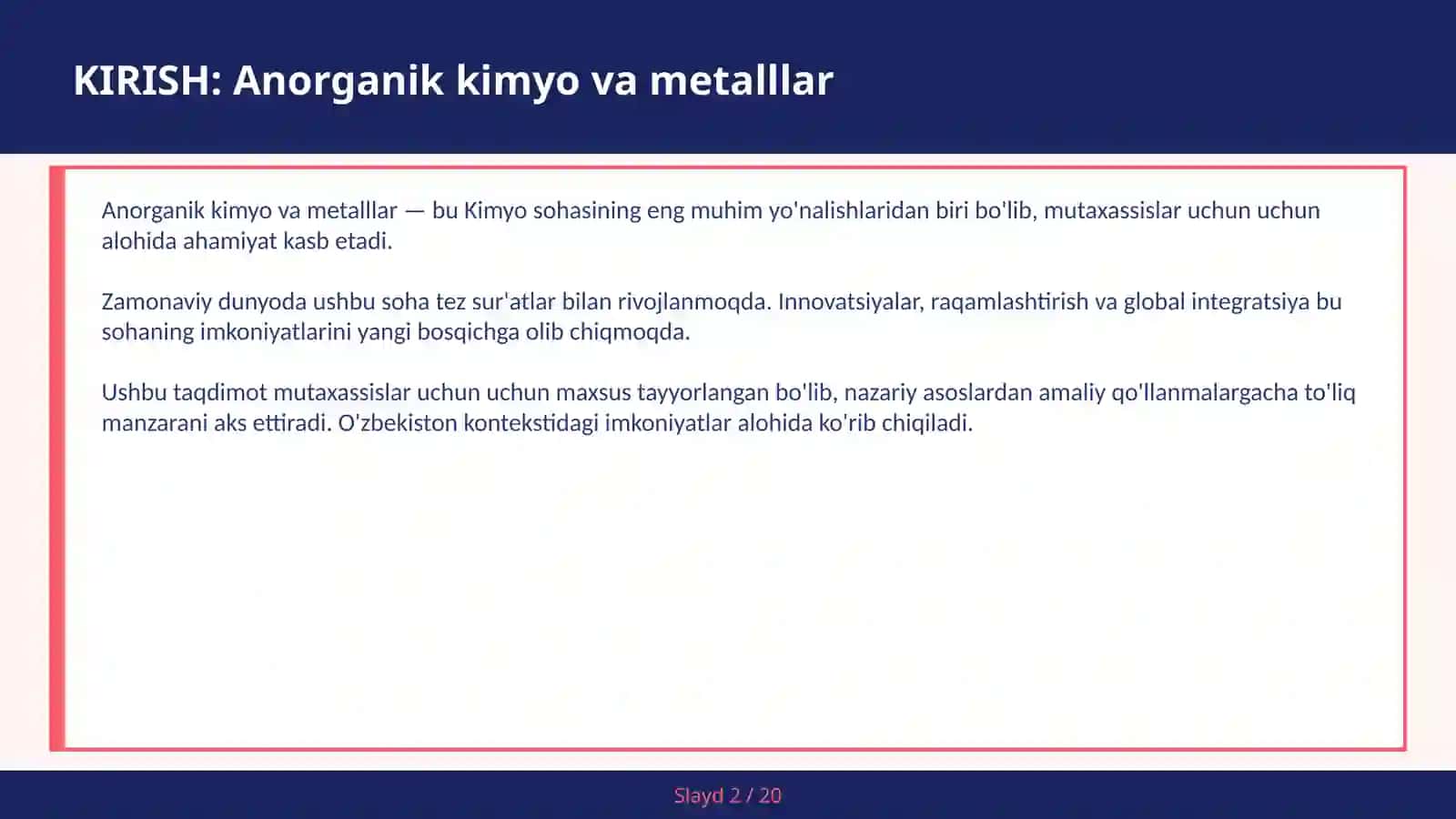 ANORGANIK KIMYO VA METALLLAR 2