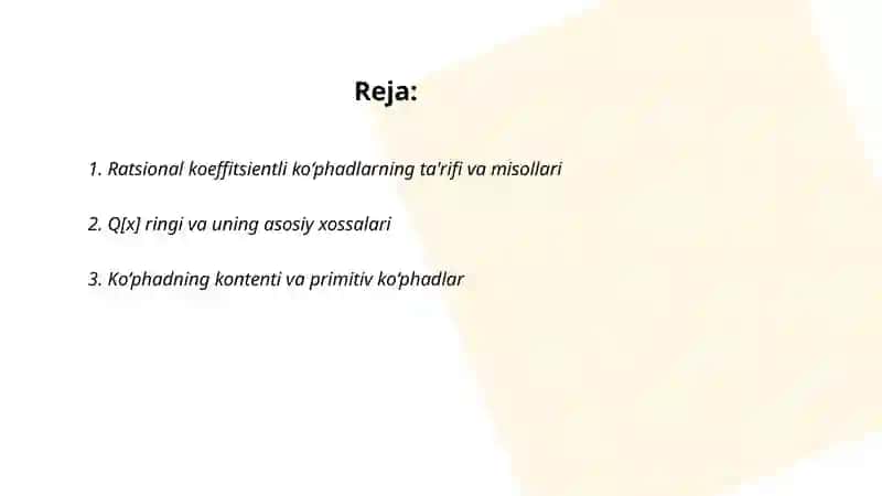 Ratsional koyeffitsiеntli koʻphadlar 2