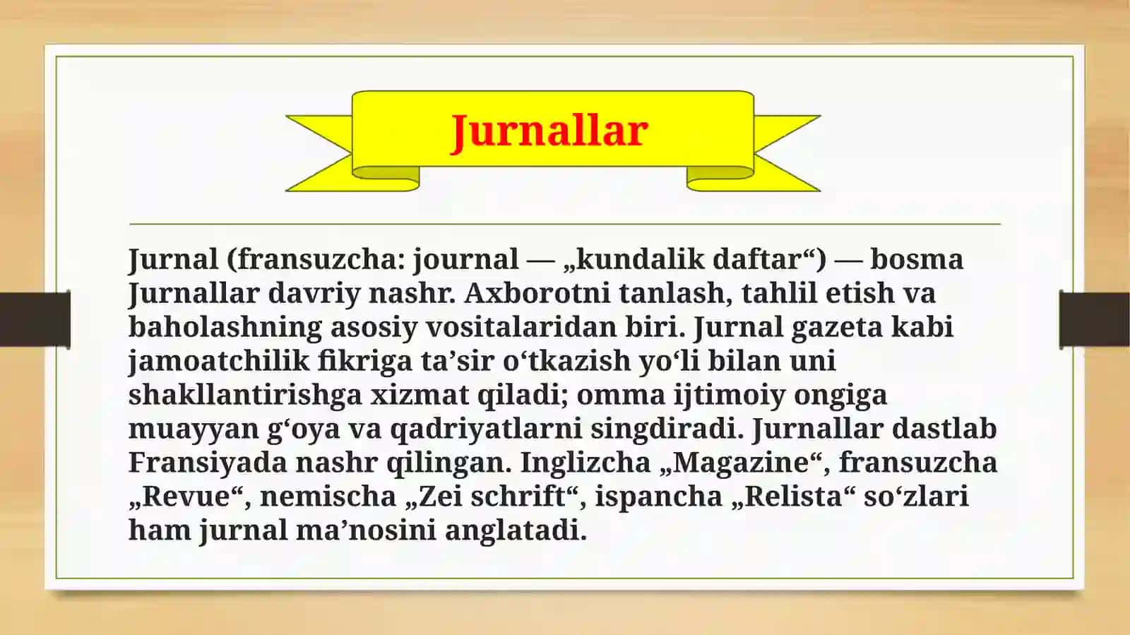 Jurnallar va ko’ngilochar mahsulotlar 2