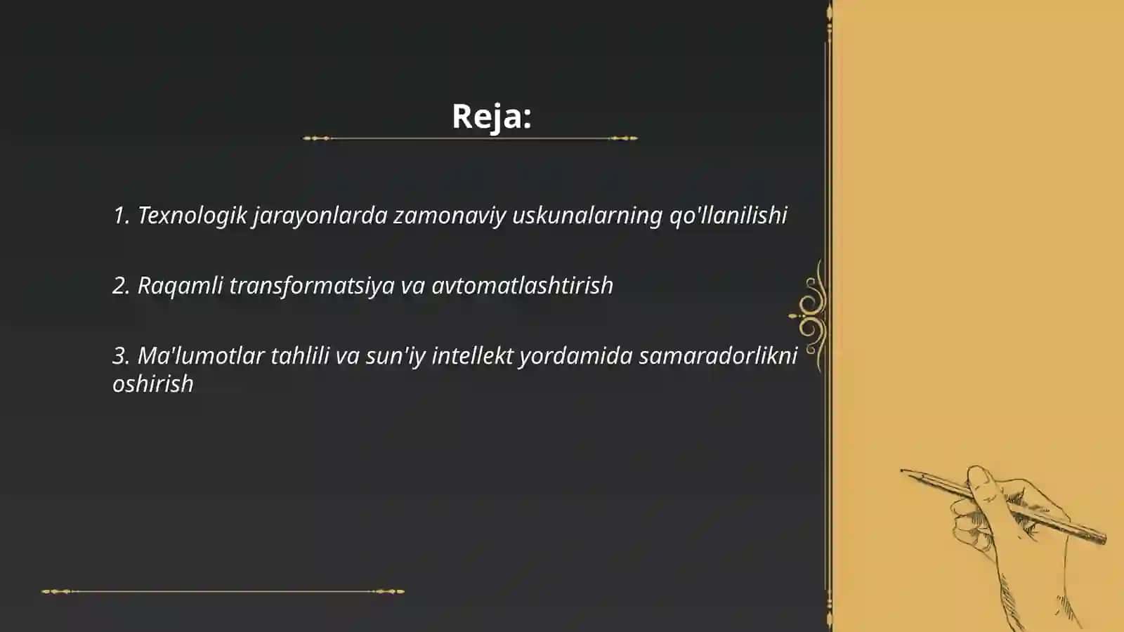 Texnologik jarayonlar samaradorligini yaxshilash 2
