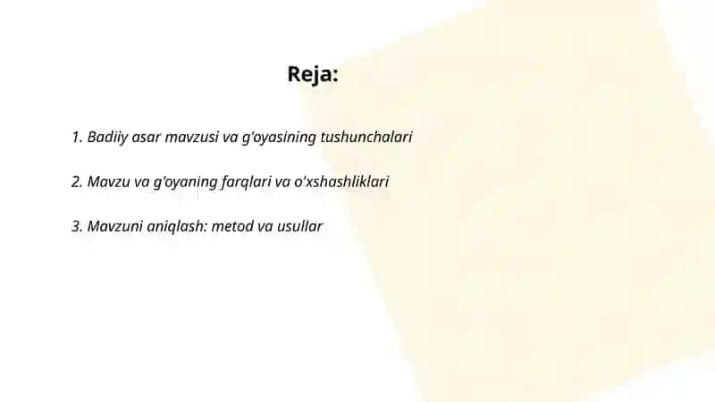Badiiy asar mavzusi va g'oyasi 2