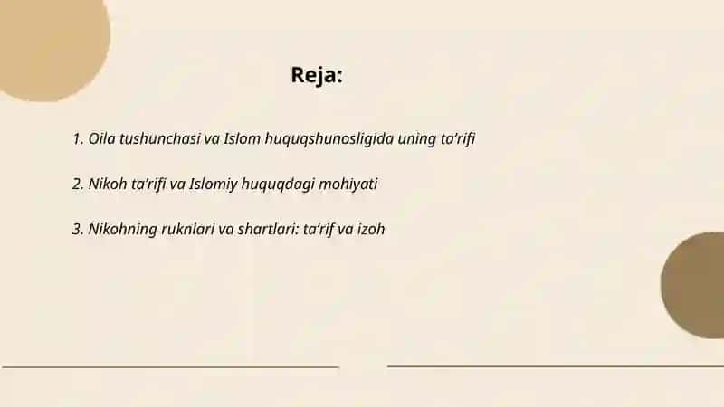 Islom huquqshunosligida oila, nikoh,taloq, idda, zihor tushunchalarini taʼriflash 2
