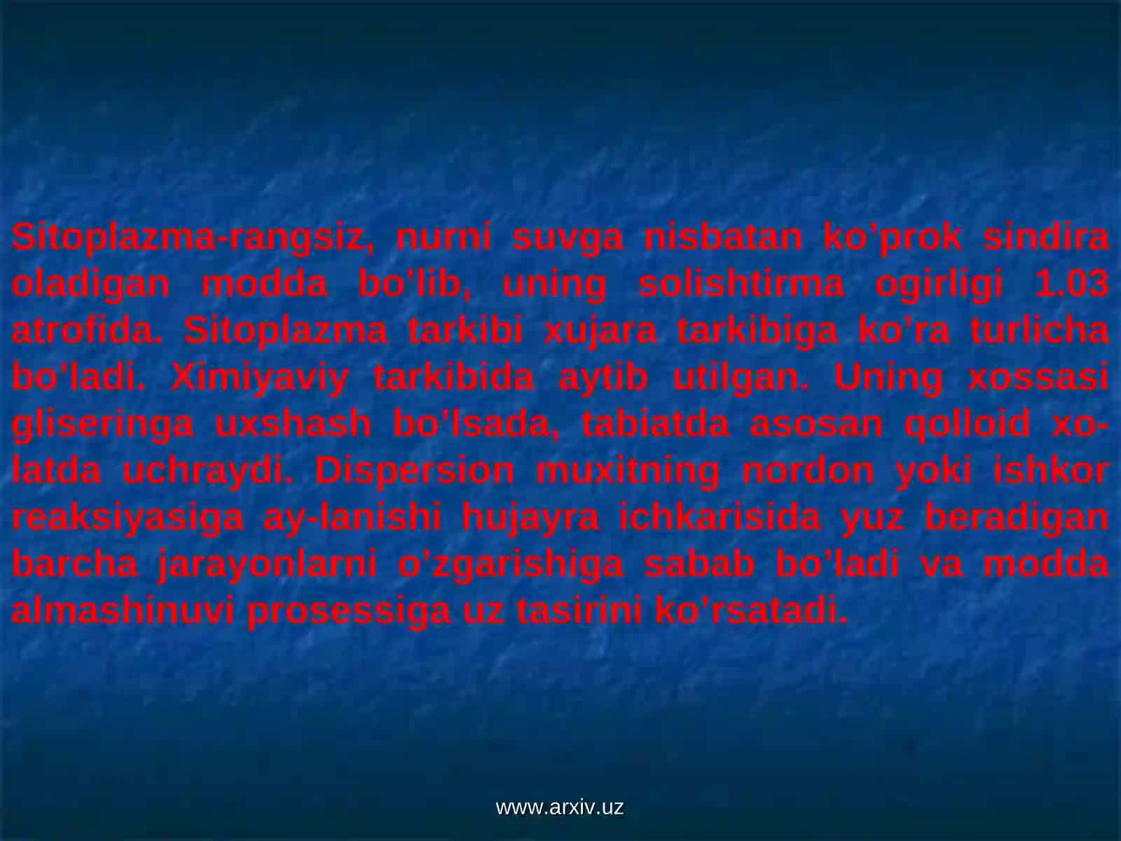 Sitoplazmaning asosiy tarkibi va organoidlari 2