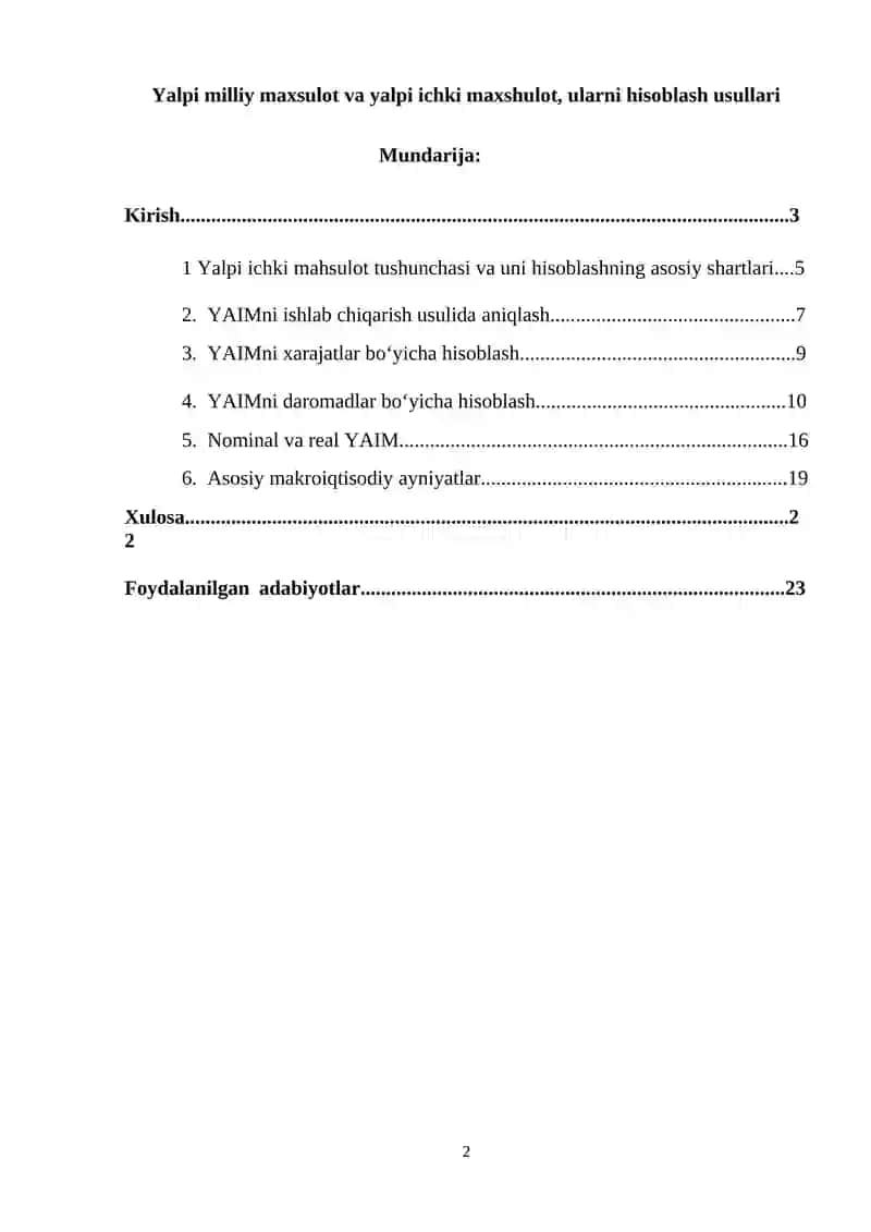 Yalpi ichki mahsulot tushunchasi va uni hisoblashning asosiy shartlari 2