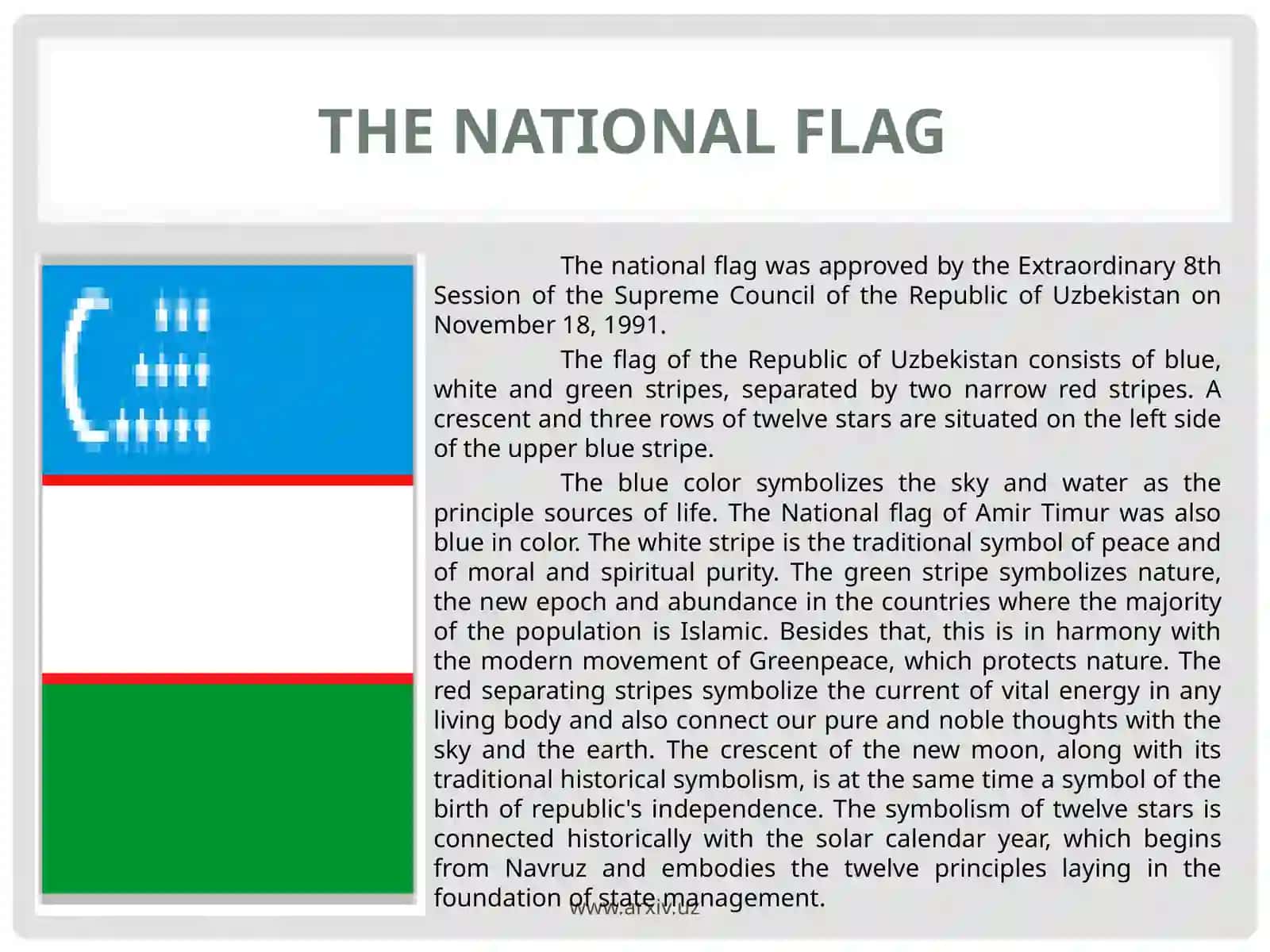 NATIONAL SYMBOLSOF THE REPUBLIC OF UZBEKISTAN 2