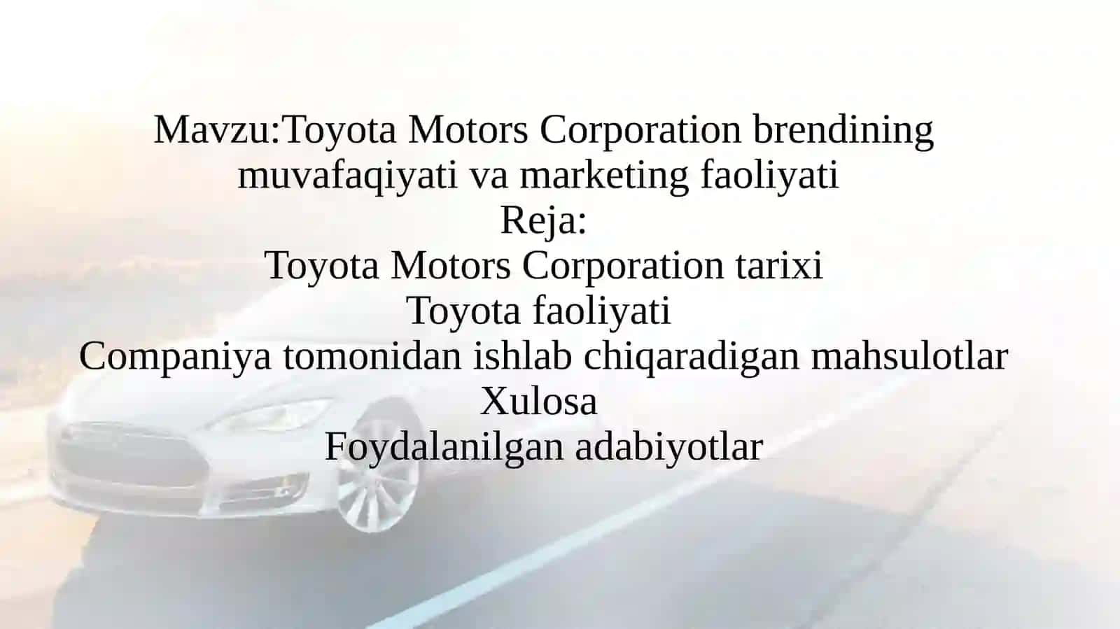 Toyota Motors Corporation 2