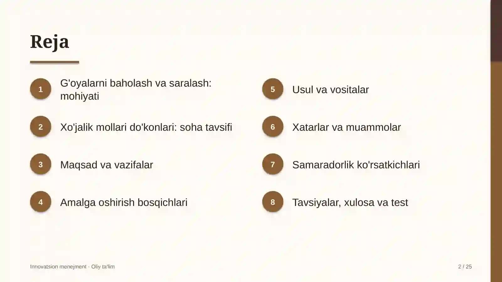 xo'jalik mollari do'konlarida g'oyalarni baholash va saralash 1891 2