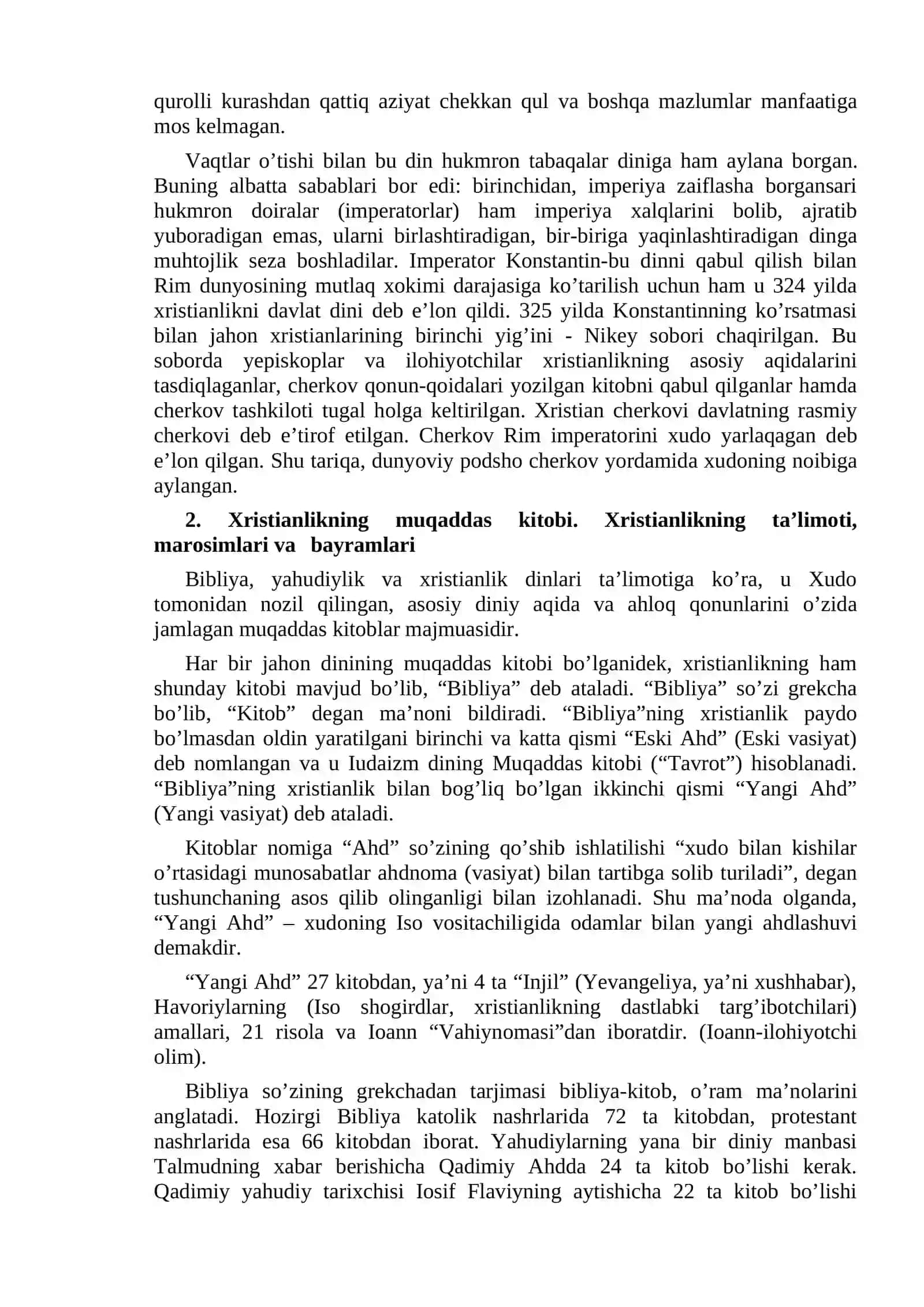 Xristian dini tarixi va asosiy g‘oyalari 2