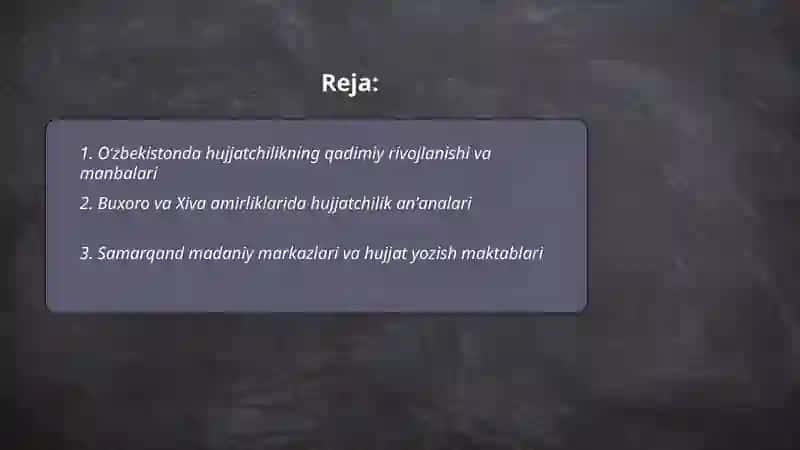 Oʻzbekistonda hujjatchilik tarixi 2