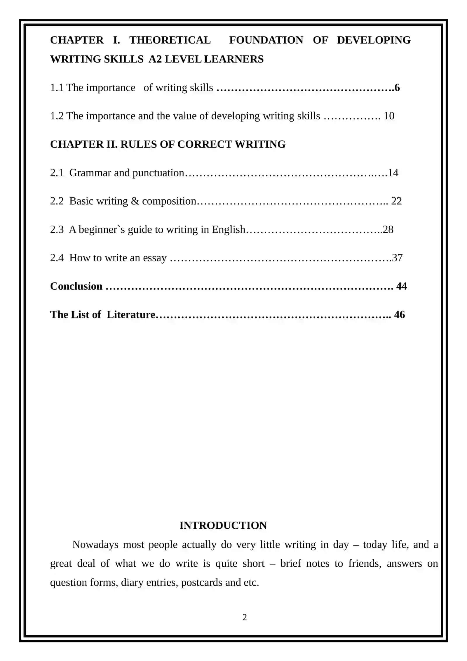“DEVELOPING WRITING SKILLS OF A2 LEVEL STUDENTS WITH AN ESSAY” MAVZUSIDAGI KURS ISHI 2