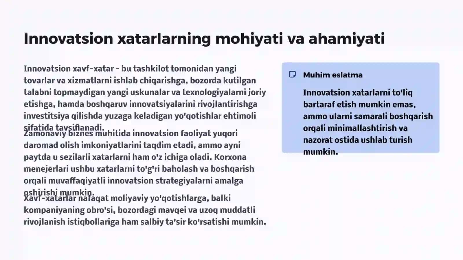 Innovatsion xatarni boshqarish tizimi 2