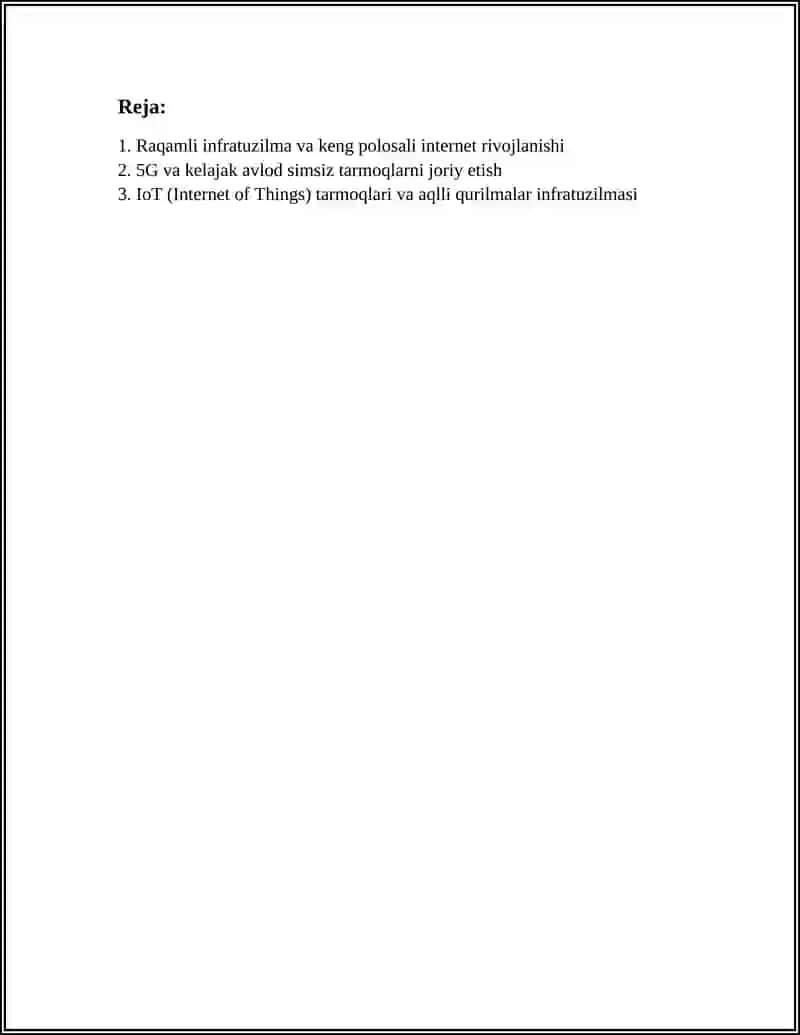 INNOVATSION INFRATUZILMANI RIVOJLANTIRISH ISTIQBOLLARI 2