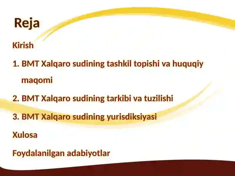 BMT Xalqaro sudifaoliyat tartibi 2