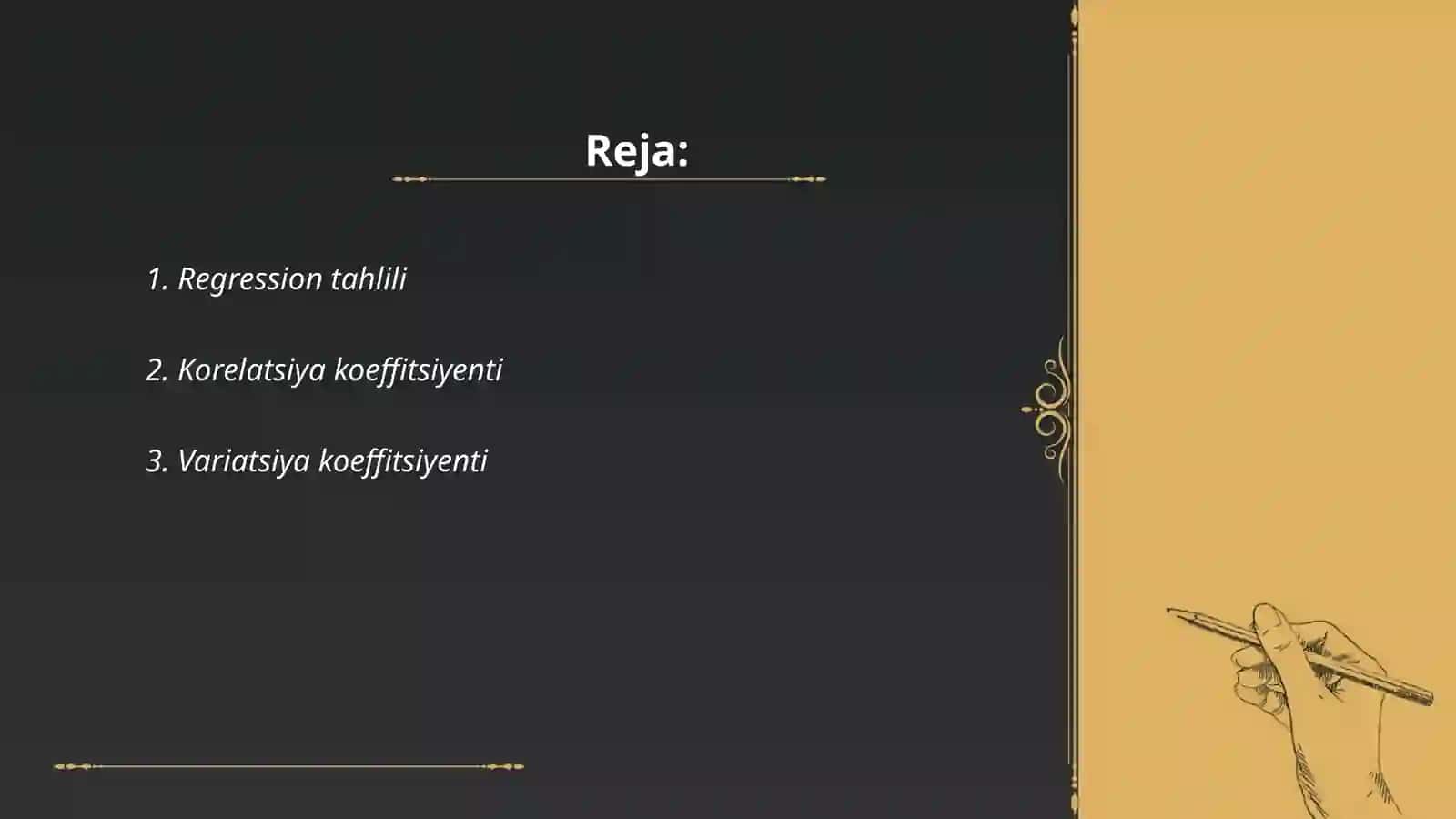 Sistemaning koeffitsiyentlarini hisoblash 2