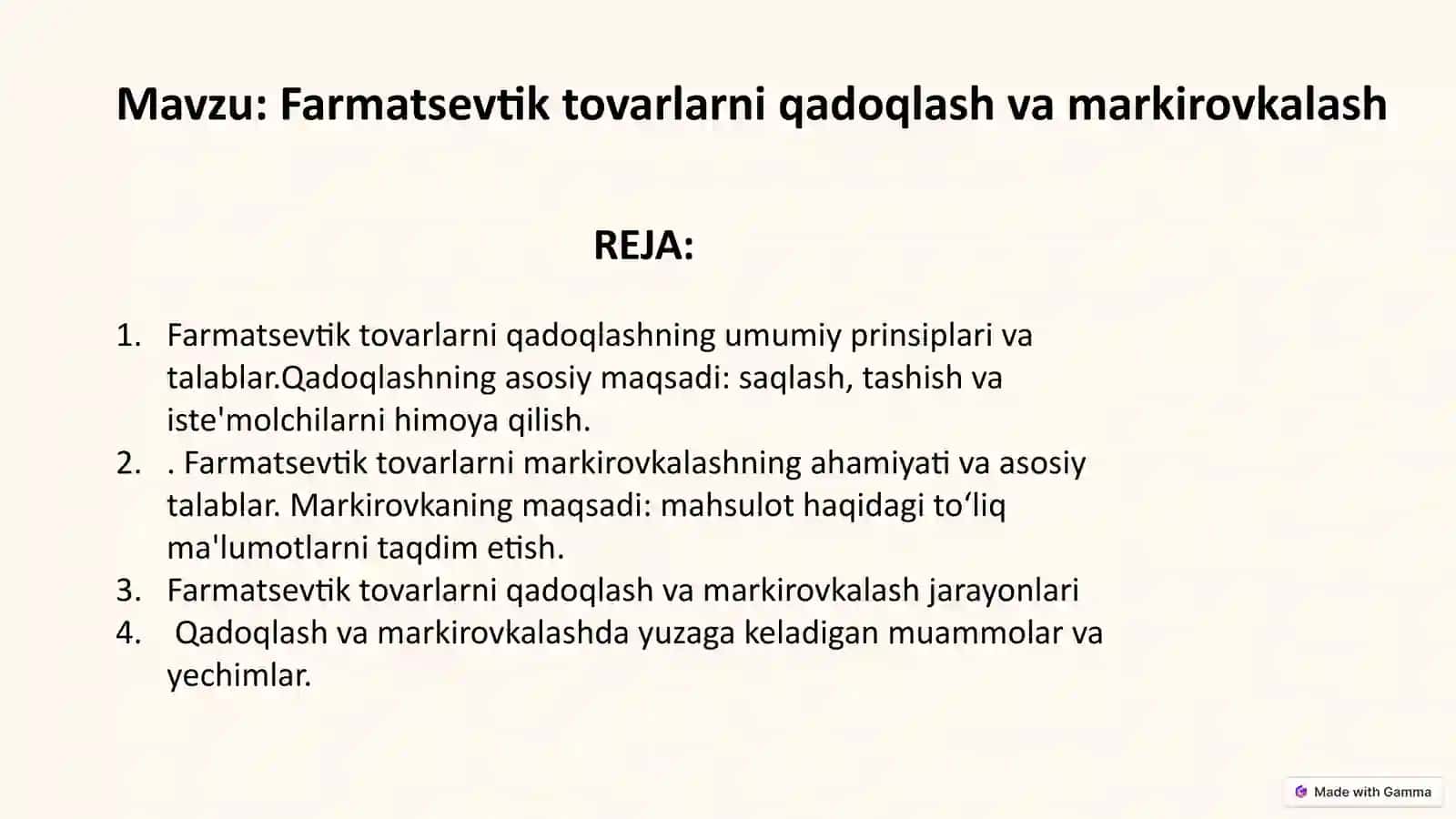 Farmatsevtik tovarlarni qadoqlash va markirovka 2
