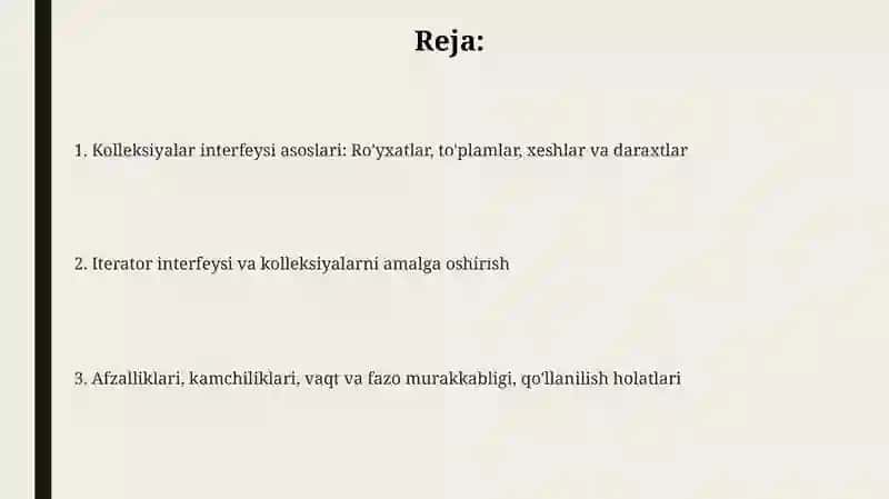 Kolleksiyalar Collection va Iterator interfeyslari 2