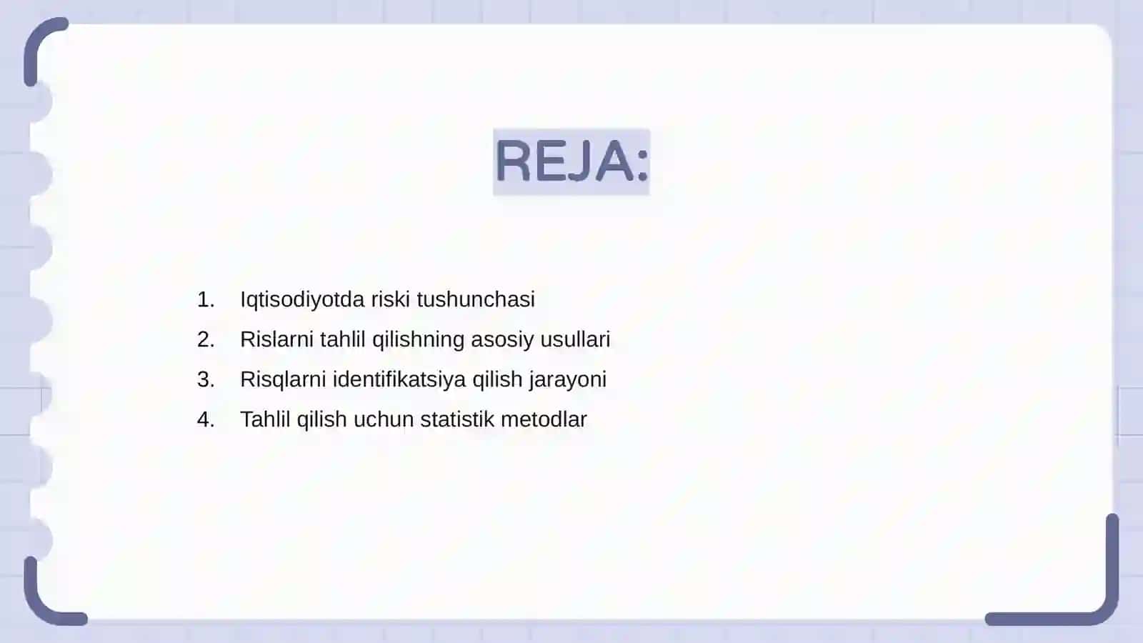 Iqtisodiyotda risiklarni tahlil qilish 2
