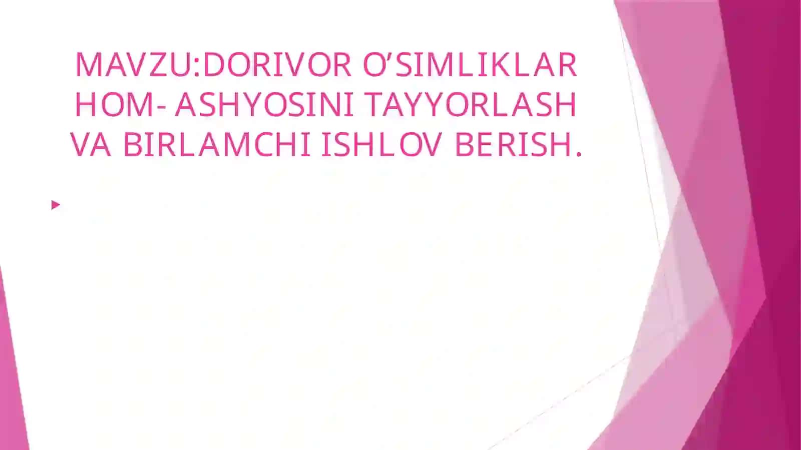 Dorivoro O’simliklar 2