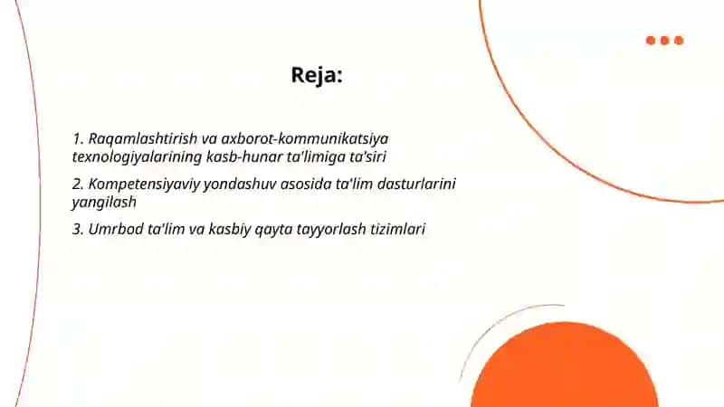 Professional ta'limi rivojlanishining tendentsiyalari 2