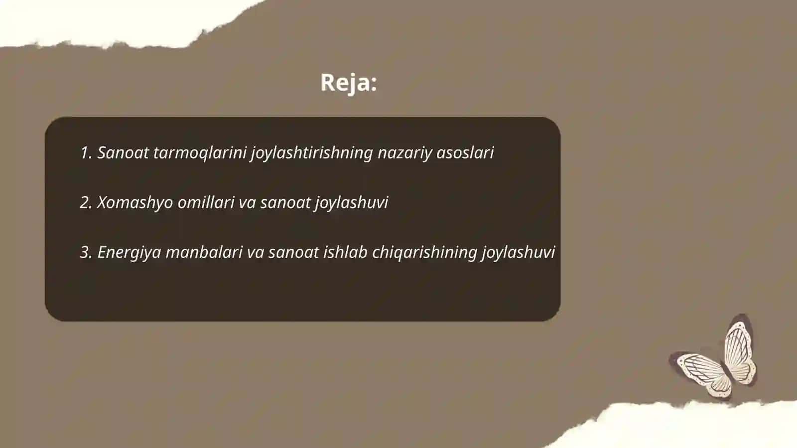 Sanoat tarmoqlarini joylashtirish 2