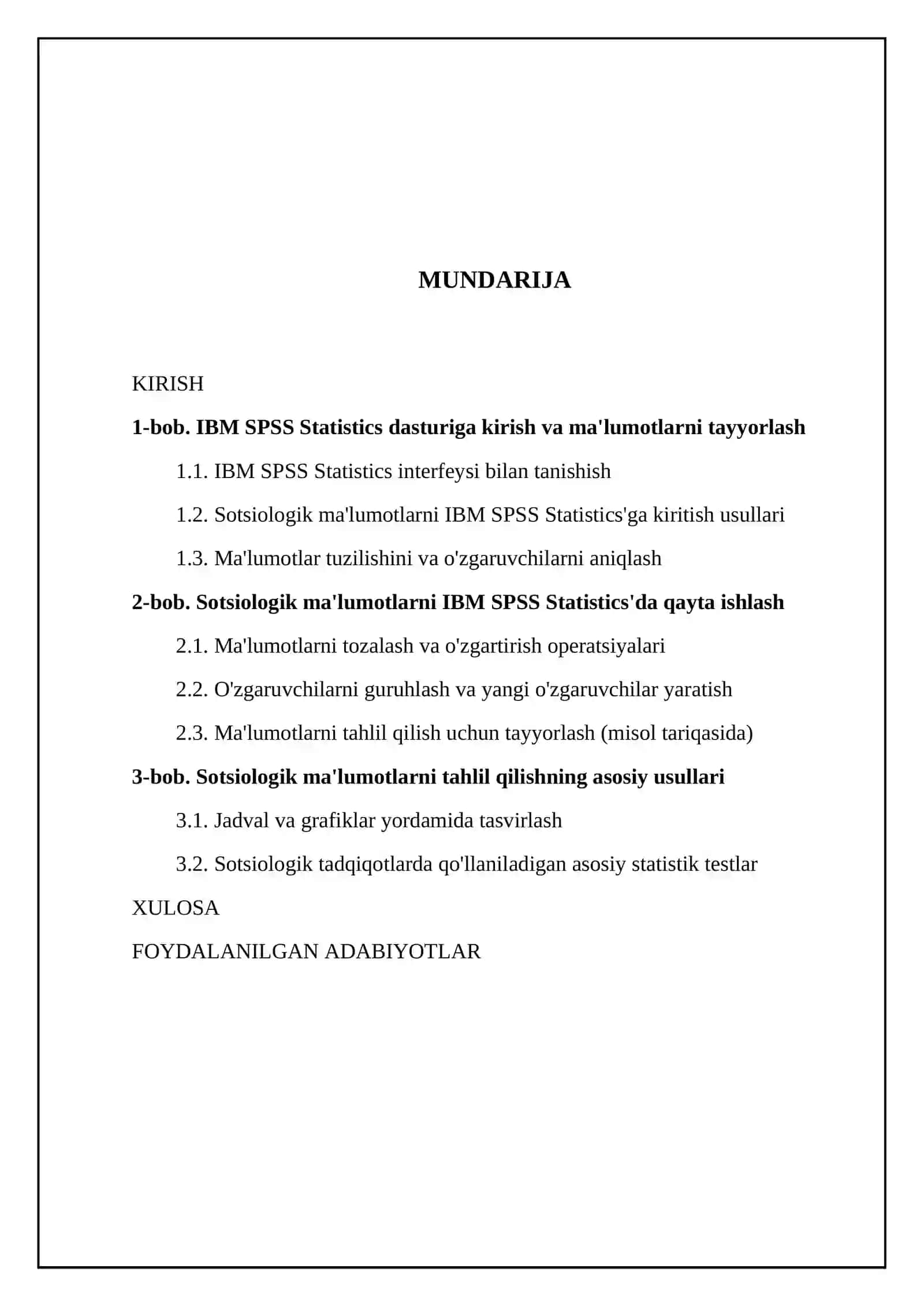 IBM SPSS Statistics dasturida sotsiologik ma'lumotlarni kiritish va qayta ishlash 2