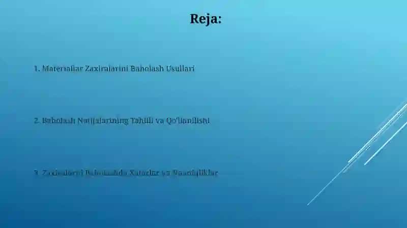 Materiallar Zaxiralarini Baholash Usullari 2