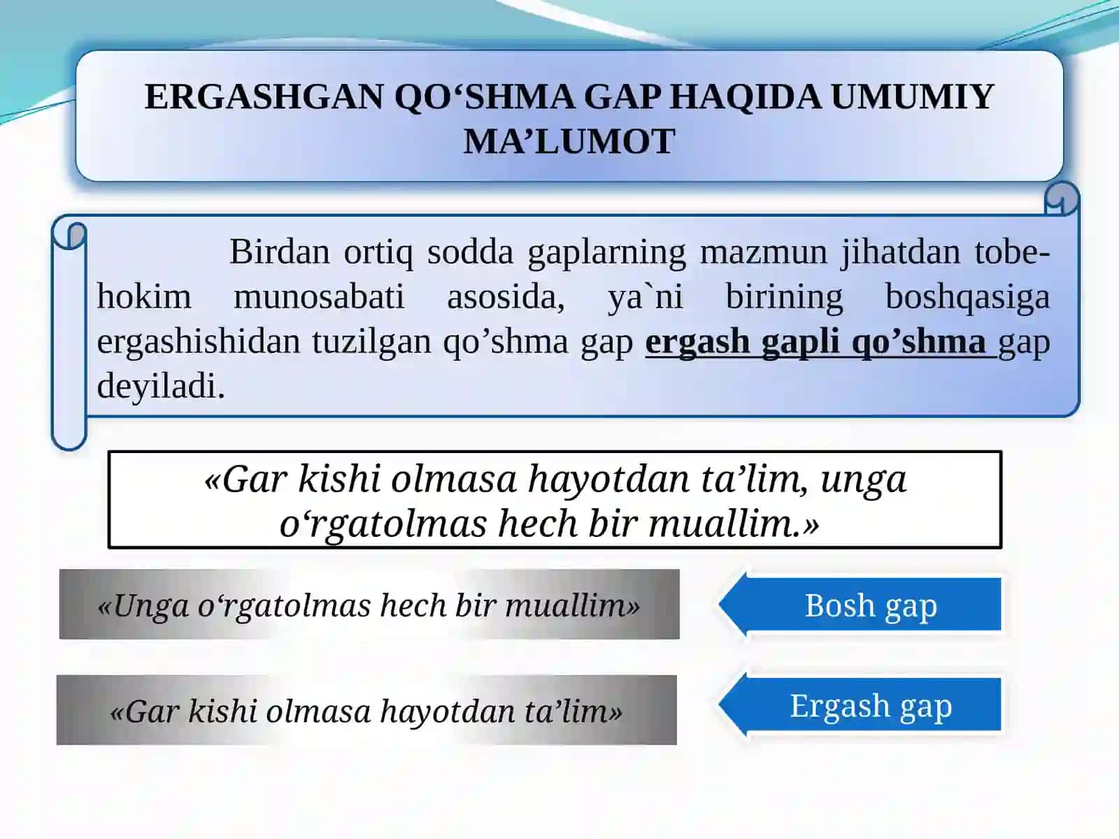 ERGASHGAN (ERGASH GAPLI) QO’SHMA GAPNING TA’RIFI 2